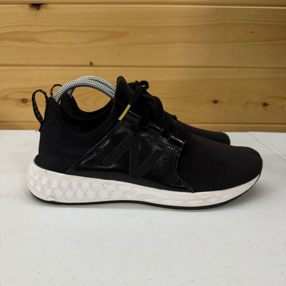 New Balance Cruz Foam Running Shoes Black‎ Gold Velvet Sneakers Womens 9.5